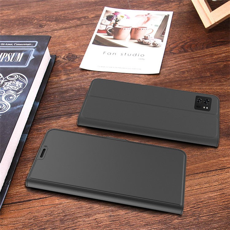 PU Leather Stand Case for Motorola Edge 40 5G , Card Holder Anti-drop Phone Cover - Black