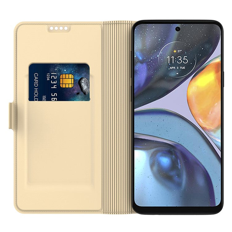 PU Leather Stand Case for Motorola Edge 40 5G , Card Holder Anti-drop Phone Cover - Gold