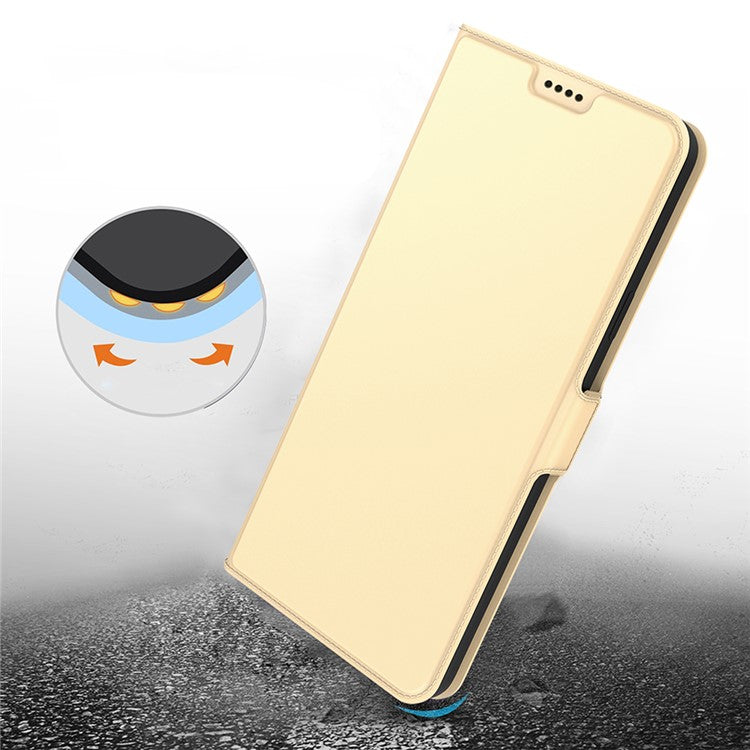 PU Leather Stand Case for Motorola Edge 40 5G , Card Holder Anti-drop Phone Cover - Gold