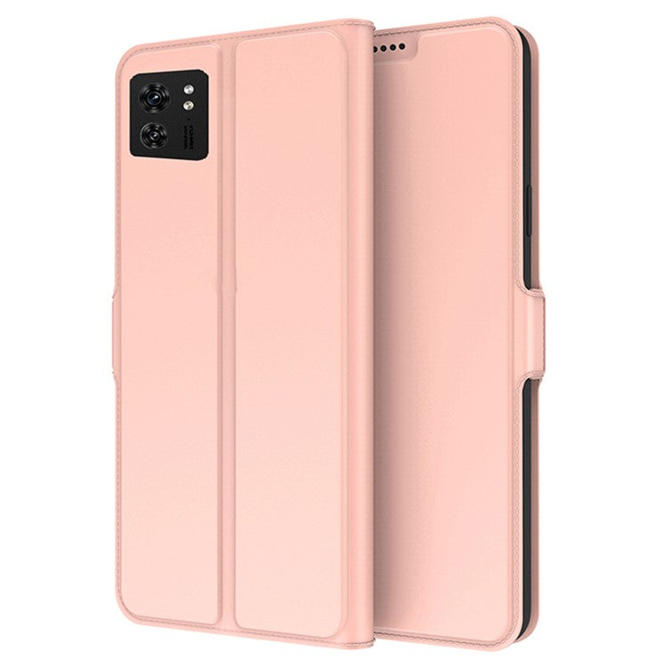 PU Leather Stand Case for Motorola Edge 40 5G , Card Holder Anti-drop Phone Cover - Rose Gold