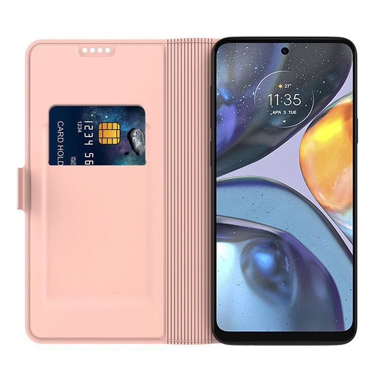PU Leather Stand Case for Motorola Edge 40 5G , Card Holder Anti-drop Phone Cover - Rose Gold