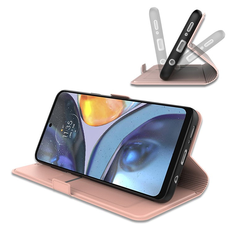 PU Leather Stand Case for Motorola Edge 40 5G , Card Holder Anti-drop Phone Cover - Rose Gold