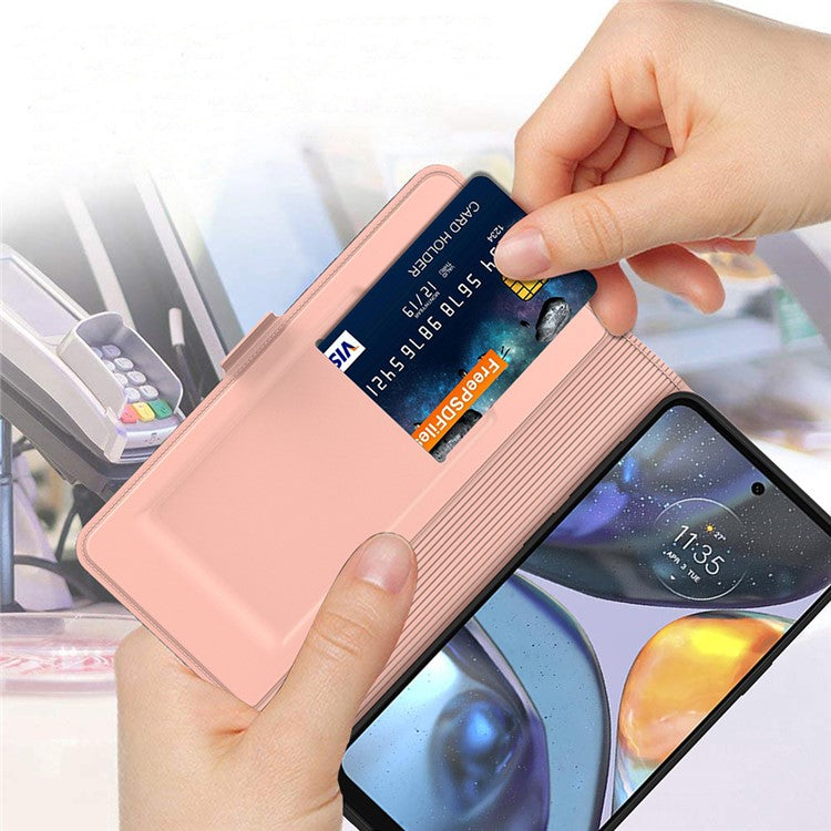 PU Leather Stand Case for Motorola Edge 40 5G , Card Holder Anti-drop Phone Cover - Rose Gold