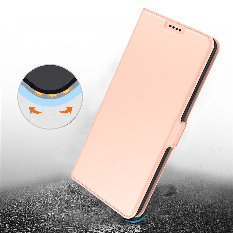 PU Leather Stand Case for Motorola Edge 40 5G , Card Holder Anti-drop Phone Cover - Rose Gold