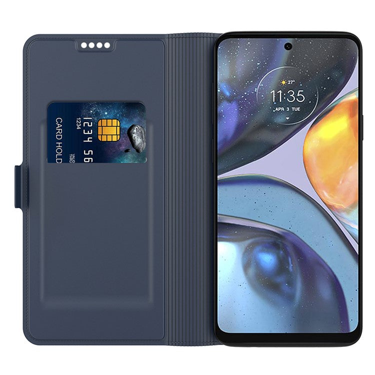 PU Leather Stand Case for Motorola Edge 40 5G , Card Holder Anti-drop Phone Cover - Blue