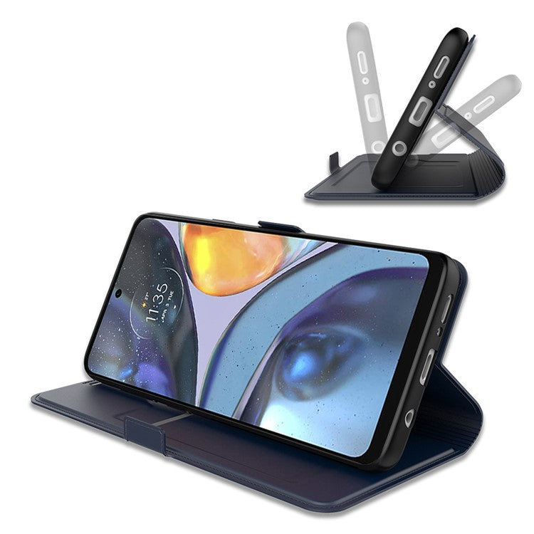 PU Leather Stand Case for Motorola Edge 40 5G , Card Holder Anti-drop Phone Cover - Blue