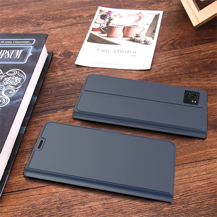 PU Leather Stand Case for Motorola Edge 40 5G , Card Holder Anti-drop Phone Cover - Blue