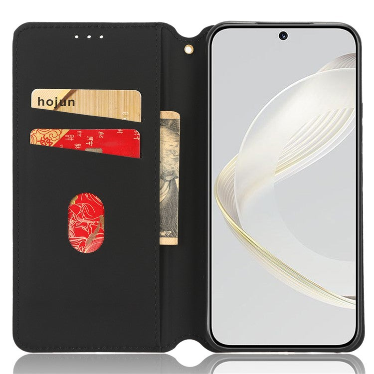 Phone Case for Huawei nova 11 / nova 12s 4G / nova 12 Lite 4G Stand Wallet Shockproof PU Leather Rhombus Imprinted Cover - Brown