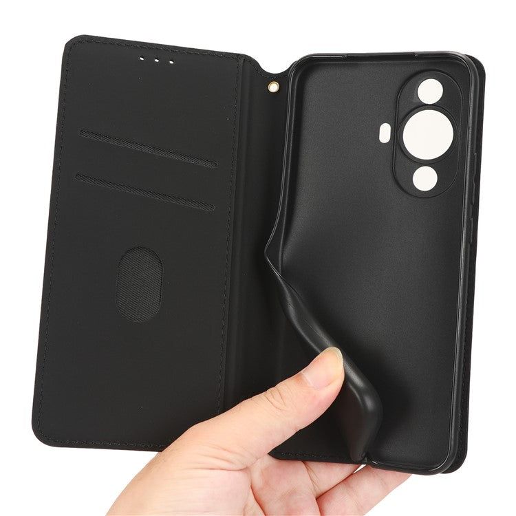 Phone Case for Huawei nova 11 / nova 12s 4G / nova 12 Lite 4G Stand Wallet Shockproof PU Leather Rhombus Imprinted Cover - Brown