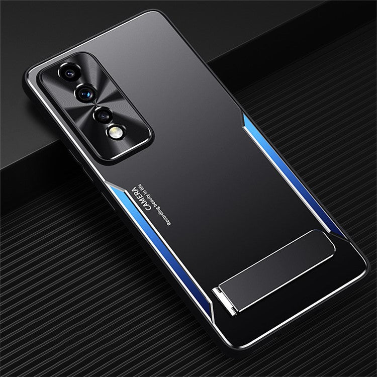 For Honor 80 GT 5G Anti-Scratch Phone Cover TPU + Aluminium Alloy Anti-Scratch Kickstand Phone Case - Blue
