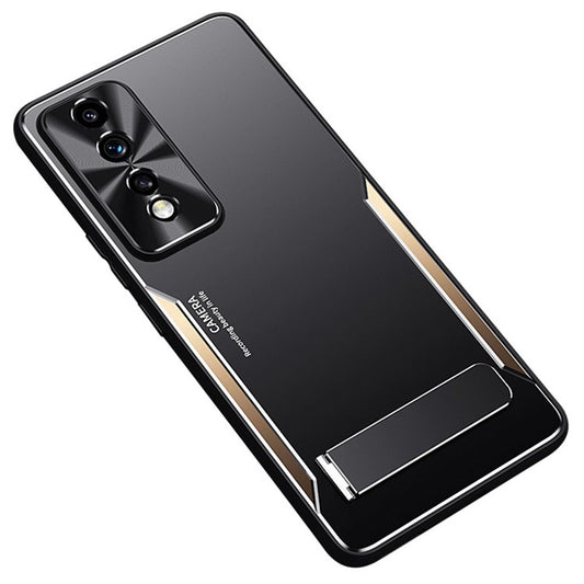 For Honor 80 GT 5G Anti-Scratch Phone Cover TPU + Aluminium Alloy Anti-Scratch Kickstand Phone Case - Gold