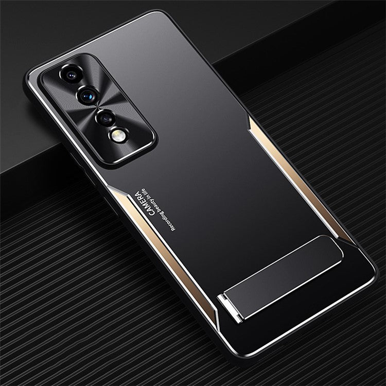 For Honor 80 GT 5G Anti-Scratch Phone Cover TPU + Aluminium Alloy Anti-Scratch Kickstand Phone Case - Gold