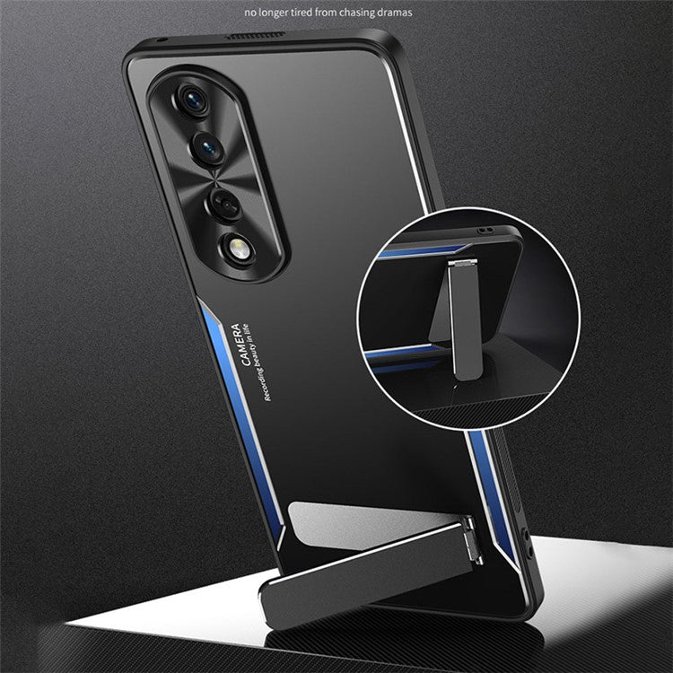 For Honor 80 GT 5G Anti-Scratch Phone Cover TPU + Aluminium Alloy Anti-Scratch Kickstand Phone Case - Gold