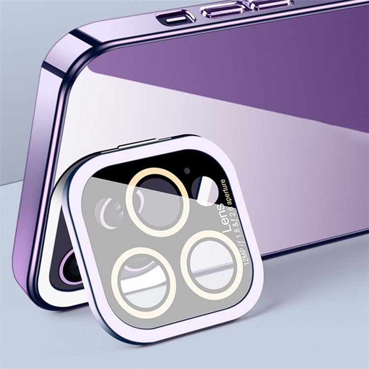 VOERO For iPhone 14 Pro Max Glass Camera Protection Film Kickstand Design Phone Case Electroplating TPU Phone Cover - Blue