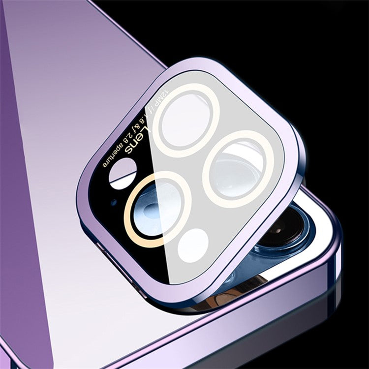 VOERO For iPhone 14 Pro Max Glass Camera Protection Film Kickstand Design Phone Case Electroplating TPU Phone Cover - Blue