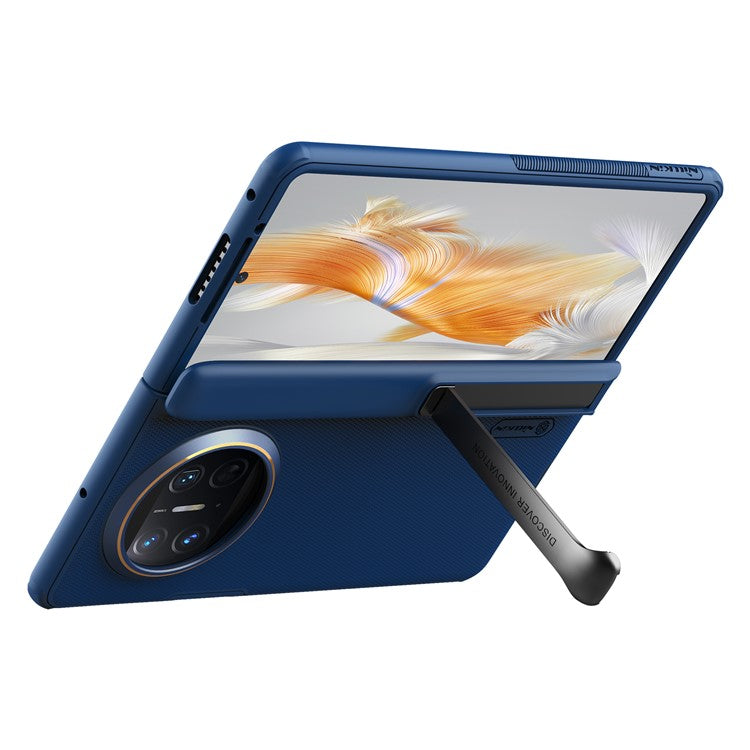 NILLKIN Super Frosted Shield Fold for Huawei Mate X3 5G PC + TPU Phone Case Anti-Slip Matte Kickstand Cover - Blue