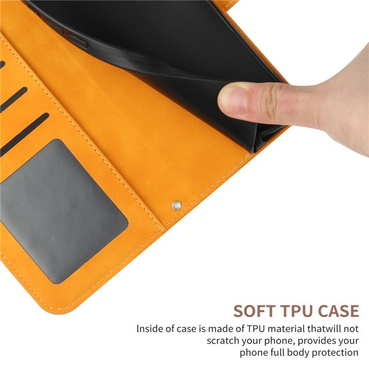HT04 For Huawei P60 / P60 Pro Sunflower Imprinting Phone Case Leather Stand Wallet Cover with Shoulder Strap - Yellow