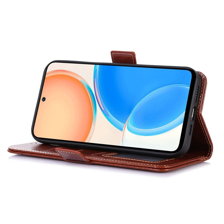 ABEEL Wallet Case for Honor X9a 5G / X40 5G / Magic5 Lite 5G , PU Leather Crazy Horse Texture Stand Phone Cover - Brown