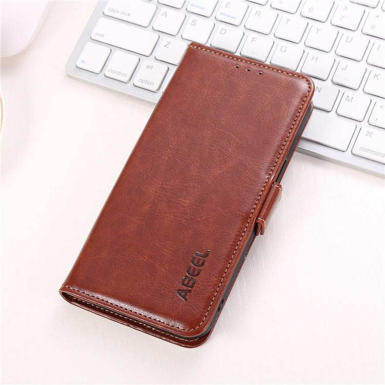 ABEEL Wallet Case for Honor X9a 5G / X40 5G / Magic5 Lite 5G , PU Leather Crazy Horse Texture Stand Phone Cover - Brown