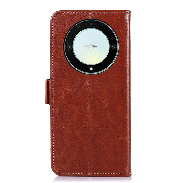 ABEEL Wallet Case for Honor X9a 5G / X40 5G / Magic5 Lite 5G , PU Leather Crazy Horse Texture Stand Phone Cover - Brown