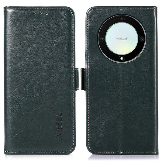 ABEEL Wallet Case for Honor X9a 5G / X40 5G / Magic5 Lite 5G , PU Leather Crazy Horse Texture Stand Phone Cover - Green