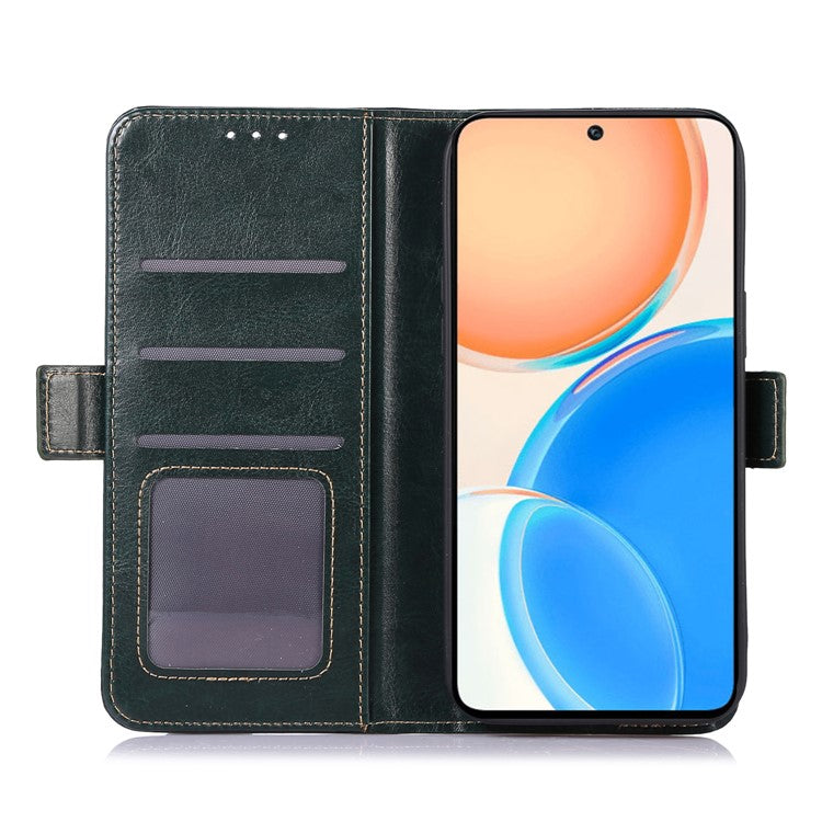 ABEEL Wallet Case for Honor X9a 5G / X40 5G / Magic5 Lite 5G , PU Leather Crazy Horse Texture Stand Phone Cover - Green