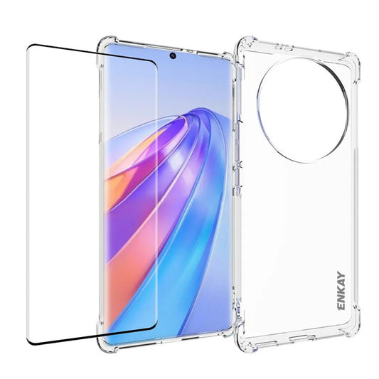 ENKAY HAT PRINCE TPU Case for Honor Magic5 Lite 5G / X9a 5G / X40 5G Clear Phone Cover with Curved High Aluminium-silicon Film
