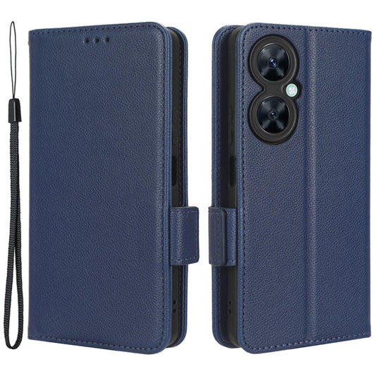 Wallet Cover for Huawei Maimang 20  /  nova 11i  /  Enjoy 60 Pro Litchi Texture PU Leather Stand Phone Case - Dark Blue