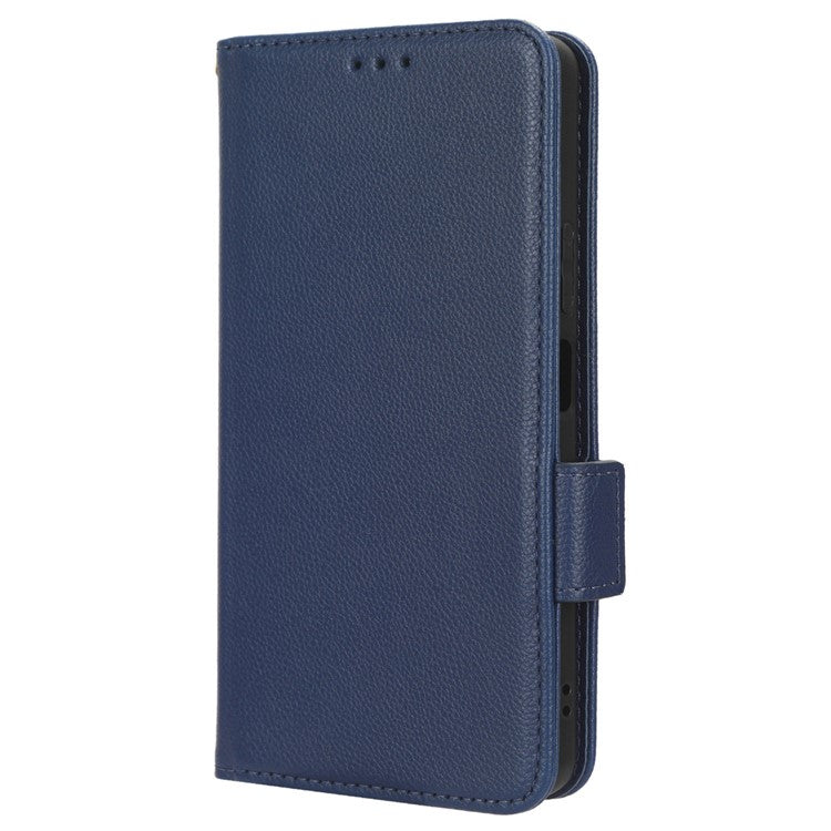 Wallet Cover for Huawei Maimang 20  /  nova 11i  /  Enjoy 60 Pro Litchi Texture PU Leather Stand Phone Case - Dark Blue