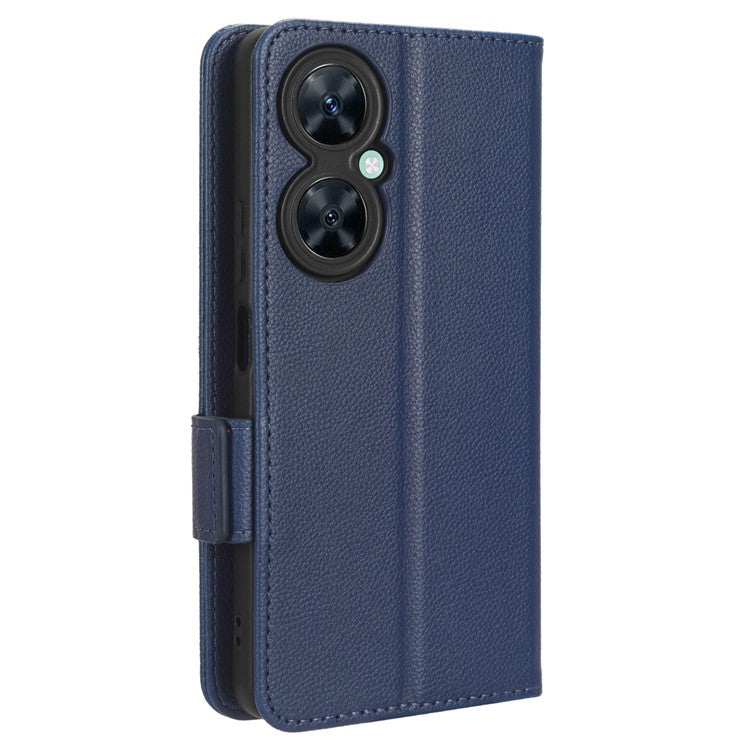 Wallet Cover for Huawei Maimang 20  /  nova 11i  /  Enjoy 60 Pro Litchi Texture PU Leather Stand Phone Case - Dark Blue