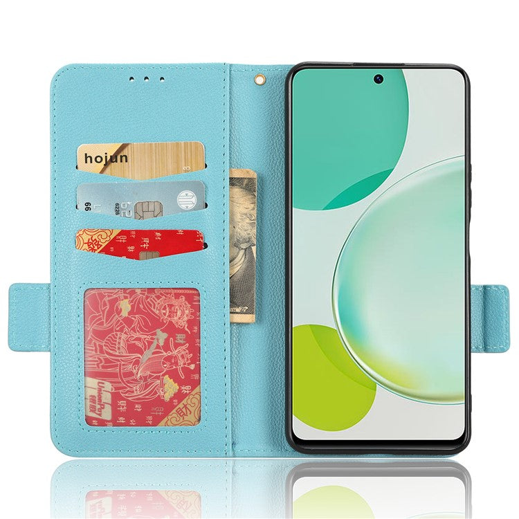Wallet Cover for Huawei Maimang 20  /  nova 11i  /  Enjoy 60 Pro Litchi Texture PU Leather Stand Phone Case - Baby Blue