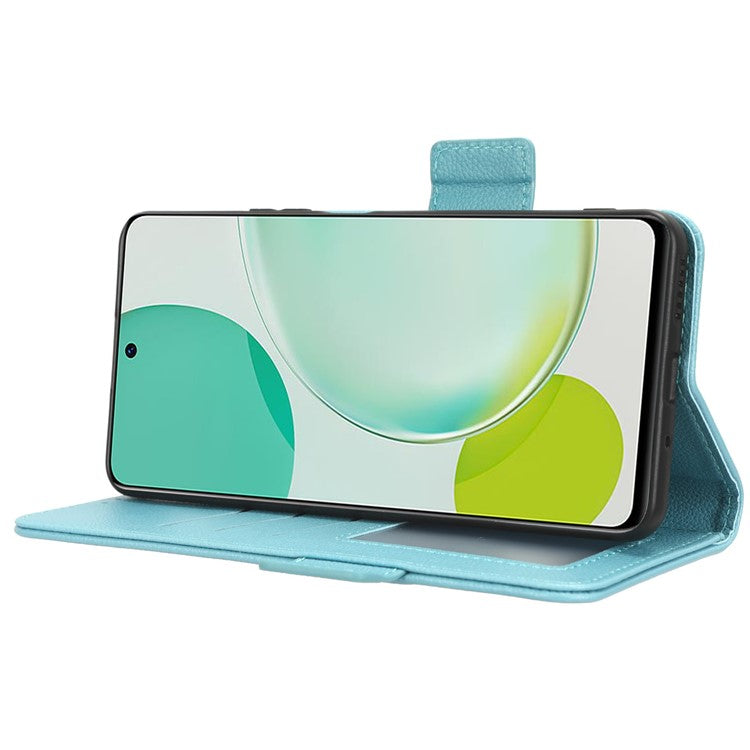 Wallet Cover for Huawei Maimang 20  /  nova 11i  /  Enjoy 60 Pro Litchi Texture PU Leather Stand Phone Case - Baby Blue