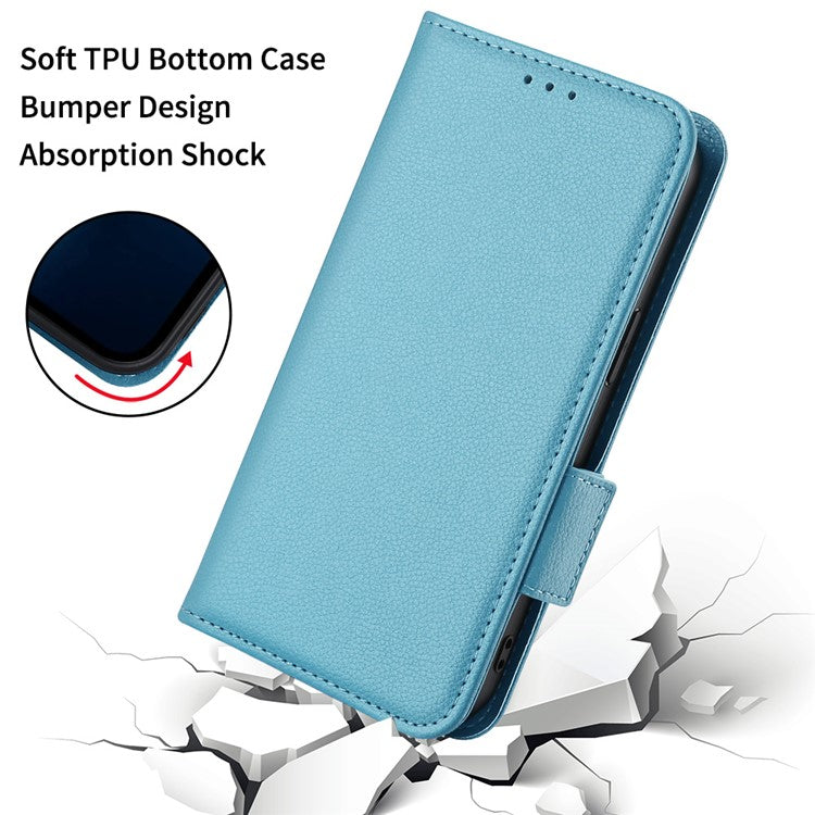 Wallet Cover for Huawei Maimang 20  /  nova 11i  /  Enjoy 60 Pro Litchi Texture PU Leather Stand Phone Case - Baby Blue