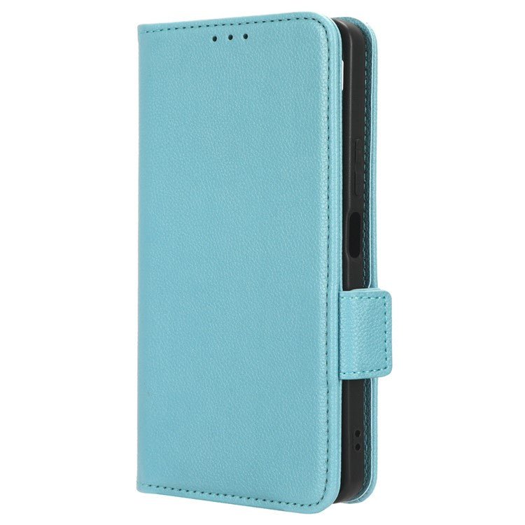 Wallet Cover for Huawei Maimang 20  /  nova 11i  /  Enjoy 60 Pro Litchi Texture PU Leather Stand Phone Case - Baby Blue