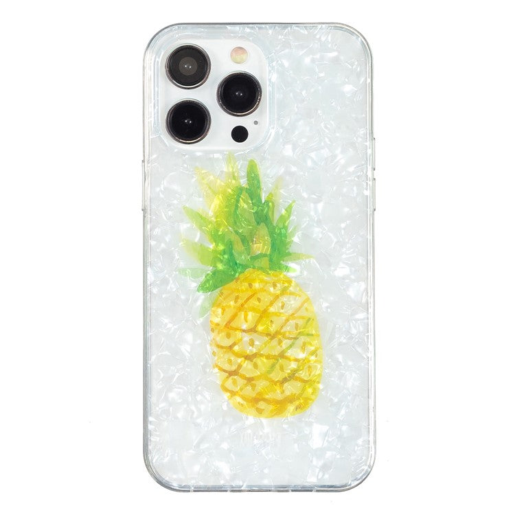 Slim Phone Case for iPhone 14 Pro Max Protective Case IMD Marble Flower Shell Pattern TPU Phone Cover - Pineapple