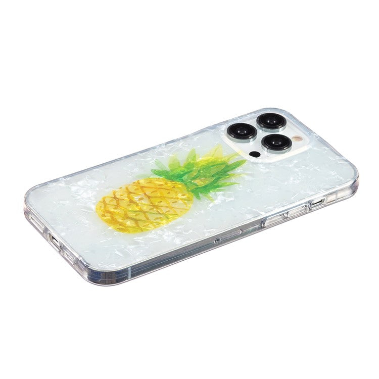 Slim Phone Case for iPhone 14 Pro Max Protective Case IMD Marble Flower Shell Pattern TPU Phone Cover - Pineapple