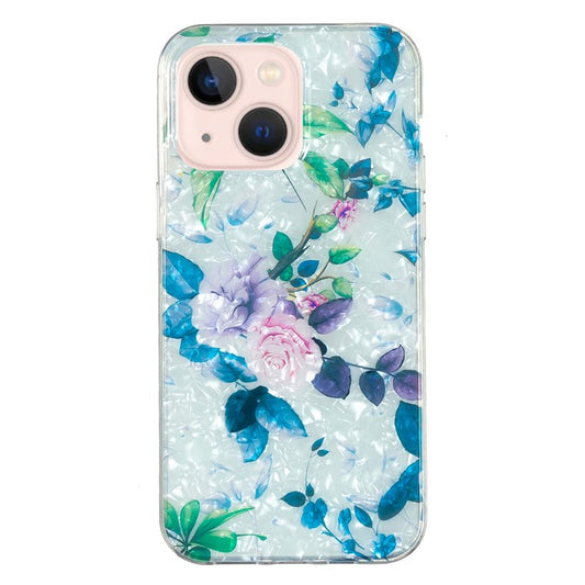 IMD Marble Flower TPU Case for iPhone 14 Plus Protective Case Shell Pattern Slim Phone Cover - Rose