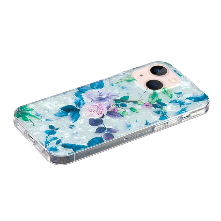 IMD Marble Flower TPU Case for iPhone 14 Plus Protective Case Shell Pattern Slim Phone Cover - Rose