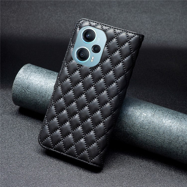 BINFEN COLOR BF Style-14 for Xiaomi Poco F5 5G / Redmi Note 12 Turbo Phone Case Wallet Imprinted Leather Stand Cover - Black