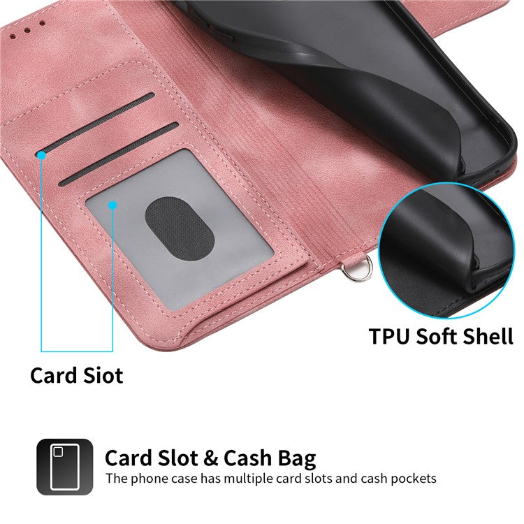 Wallet Phone Case for Huawei P60 / P60 Pro Shockproof Case Skin-Touch Imprinted Flower Leather Flip Cover with Strap - Pink