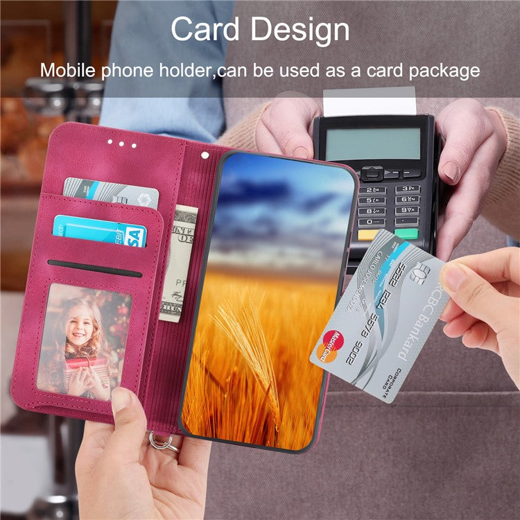 Phone Case for Huawei nova 11 / nova 12s 4G / nova 12 Lite 4G , Imprinted Flower Skin-Touch Feeling Leather Cover Wallet with Strap - Wine Red