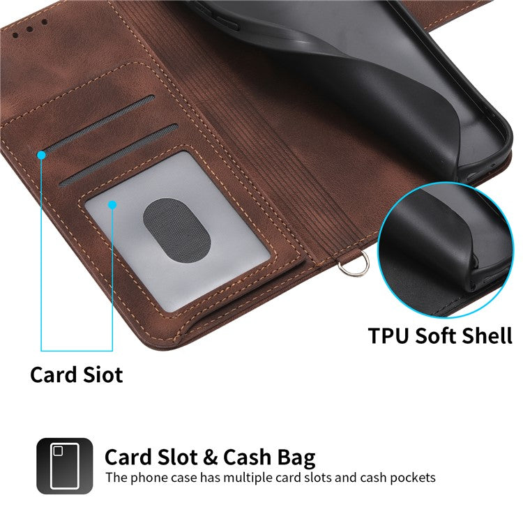 Phone Case for Huawei nova 11 / nova 12s 4G / nova 12 Lite 4G , Imprinted Flower Skin-Touch Feeling Leather Cover Wallet with Strap - Brown