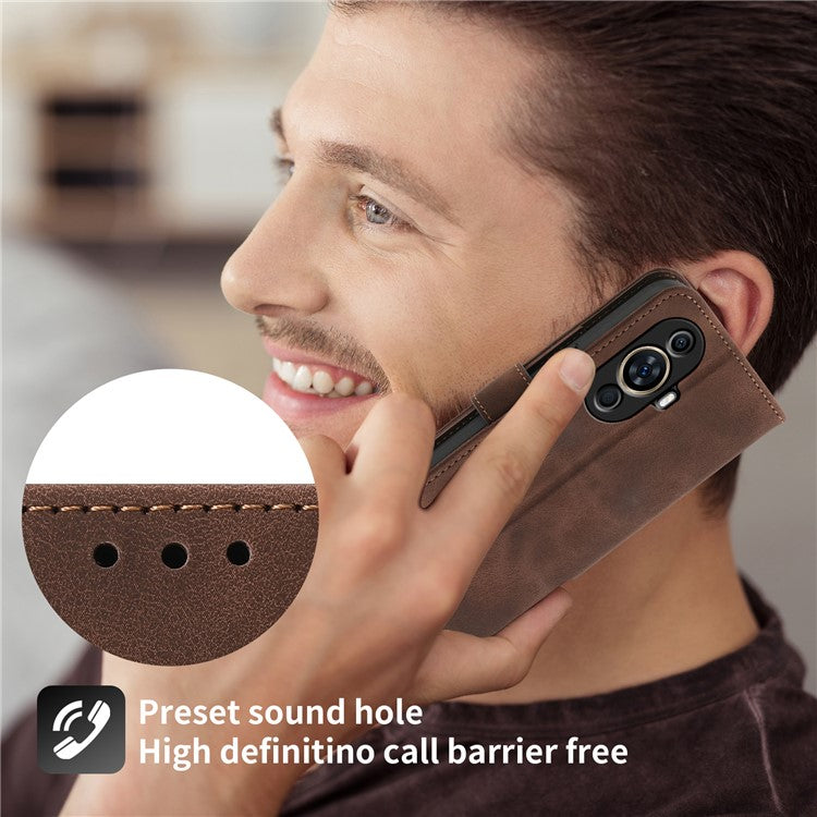 Phone Case for Huawei nova 11 / nova 12s 4G / nova 12 Lite 4G , Imprinted Flower Skin-Touch Feeling Leather Cover Wallet with Strap - Brown