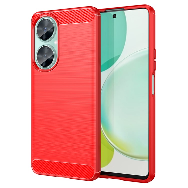 For Huawei nova 11i / Enjoy 60 Pro / Maimang 20 Brushed TPU Case Carbon Fiber Texture Phone Cover - Red