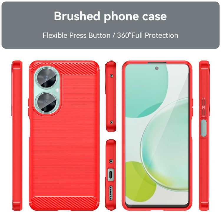For Huawei nova 11i / Enjoy 60 Pro / Maimang 20 Brushed TPU Case Carbon Fiber Texture Phone Cover - Red