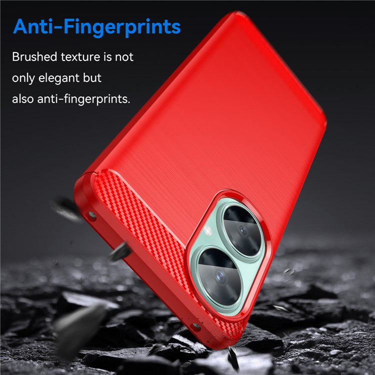 For Huawei nova 11i / Enjoy 60 Pro / Maimang 20 Brushed TPU Case Carbon Fiber Texture Phone Cover - Red