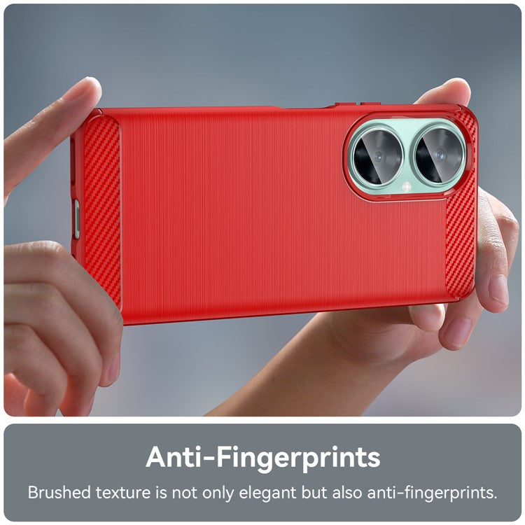For Huawei nova 11i / Enjoy 60 Pro / Maimang 20 Brushed TPU Case Carbon Fiber Texture Phone Cover - Red