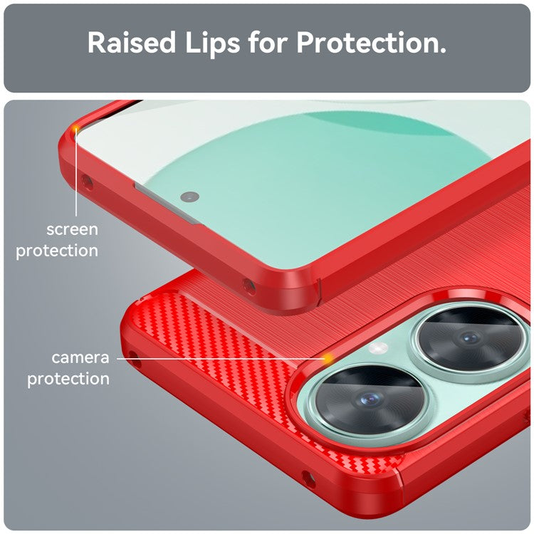For Huawei nova 11i / Enjoy 60 Pro / Maimang 20 Brushed TPU Case Carbon Fiber Texture Phone Cover - Red