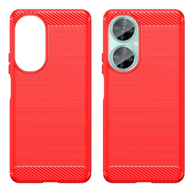 For Huawei nova 11i / Enjoy 60 Pro / Maimang 20 Brushed TPU Case Carbon Fiber Texture Phone Cover - Red