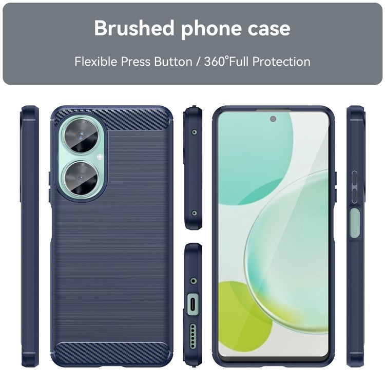 For Huawei nova 11i / Enjoy 60 Pro / Maimang 20 Brushed TPU Case Carbon Fiber Texture Phone Cover - Blue